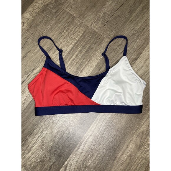 Kona Sol™ Women's Colorblock Red White Blue Bralette Bikini Top Size M - Picture 3 of 6